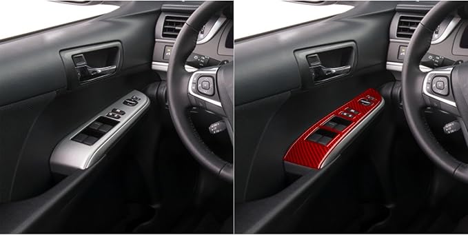 Real Carbon Fiber Trim for Toyota Camry Accessories | for 2012 2013 2014 Door Glass Lifting Control Panel Window Switch Panel Interior Thick Overlay Decal 4PCs