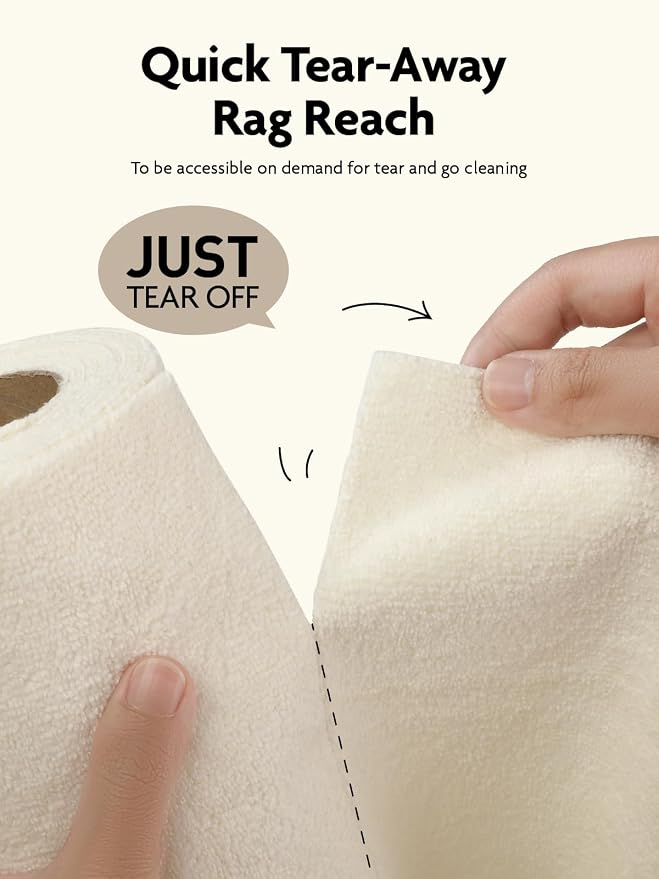 Fantasticlean Microfiber Cleaning Cloth Roll- 40 Sheets, 12" x 12" (Beige) | Super Absorbent, Lint-free, Tear-away Microfiber Towel Roll, for All-Purpose Cleaning, Reusable Alternative to Paper Towels