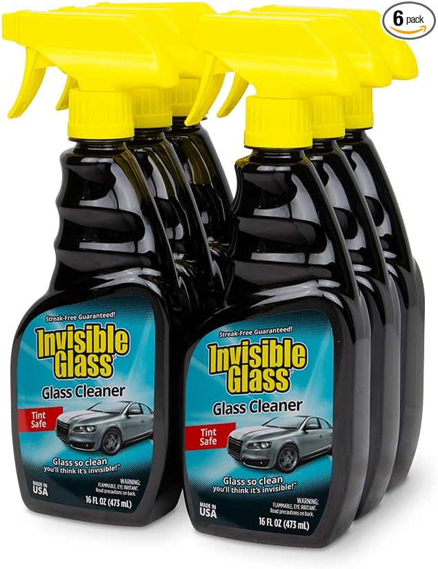 Invisible Glass 92163-6PK Premium Glass Cleaner Spray for Car Windshields and Windows – Automotive and Home Window Cleaner – Streak-Free, Ammonia-Free, Tint-Safe – 16 fl oz (Pack of 6)
