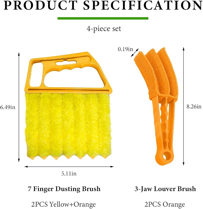 DXNQ 4 PCS Blind Cleaner Duster Tool, Window Venetian Hand-held 7 Finger Dusting Cleaner Brush, Blinds Cleaning Brush Tool for Window Shutters Air Conditioner, Car Accessories
