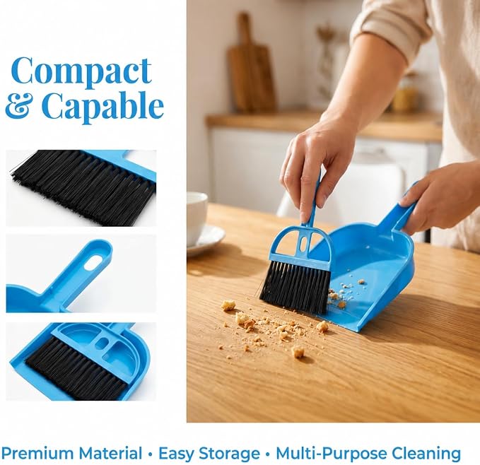 TOPZEA 6 Pack Mini Dust Pan and Brush Set, Mini Hand Broom Dustpan Set Hand Whisk for Table, Desk, Countertop, Keyboard, Cat, Dog and Other Pets