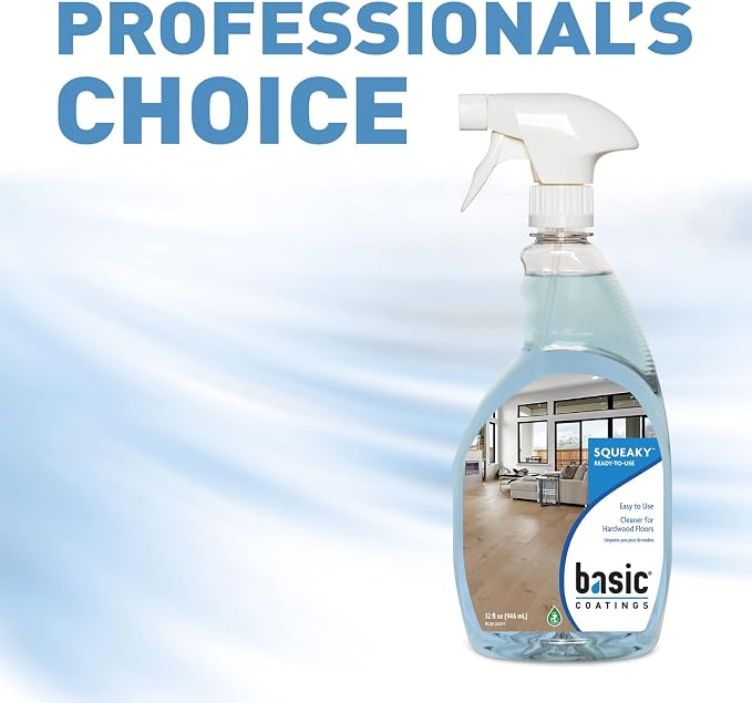 Basic Coatings Squeaky Hardwood Floor Cleaner Spray | Harwood Floor Cleaner | Hardwood Floor Cleaner, Laminate Floor Cleaner, No Residue, Cleans Tough Dirt and Grease