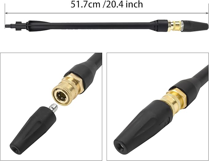 Pressure Washer Replacement Spray Wand with Turbo Nozzleand 5 Spray Tips and Belt Clip Nozzle Holder, Compatible with Bosch, AR Blue Clean, Stanley Pressure Washers