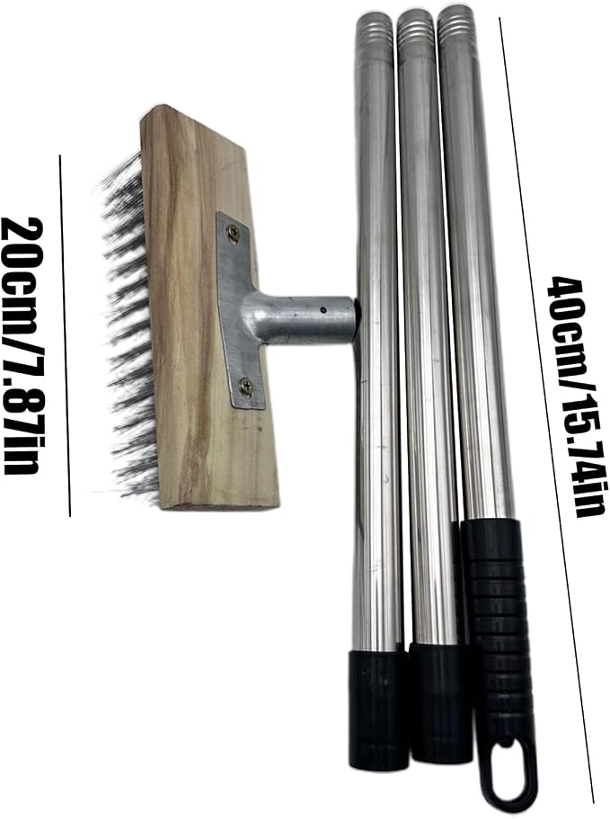 Stainless Steel Wire Brush Hard Wire Bristles Long Handle Stainless Steel | Long Handled Scrub Brush Long Handle Outdoor Moss Bathroom Tub Wall Floor Deck Carpet Boat Garage Patio House Ex