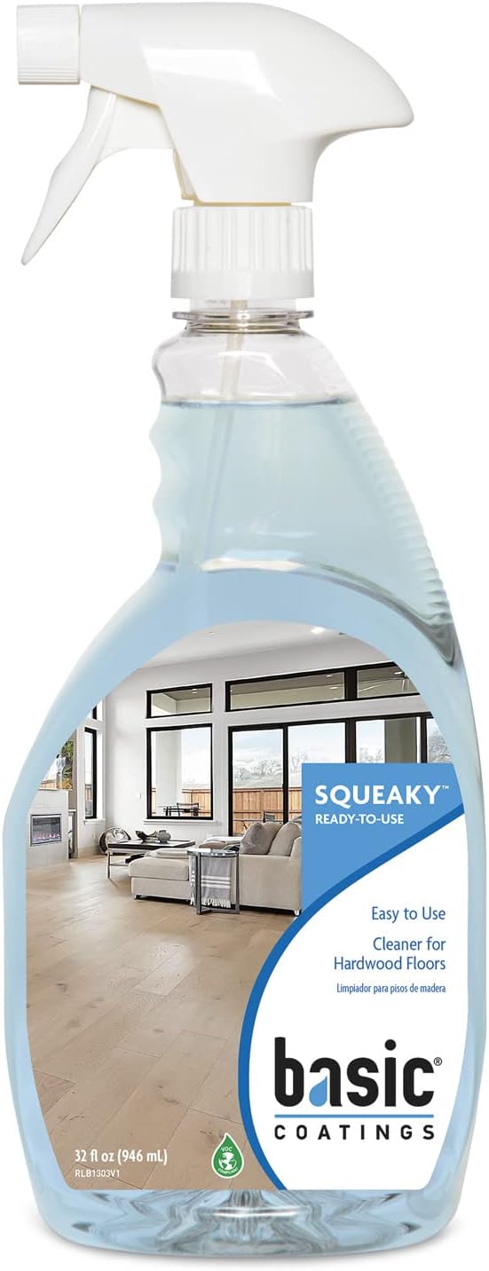 Basic Coatings Squeaky Hardwood Floor Cleaner Spray | Harwood Floor Cleaner | Hardwood Floor Cleaner, Laminate Floor Cleaner, No Residue, Cleans Tough Dirt and Grease