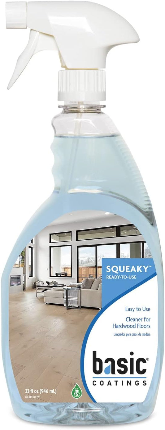 Basic Coatings Squeaky Hardwood Floor Cleaner Spray | Harwood Floor Cleaner | Hardwood Floor Cleaner, Laminate Floor Cleaner, No Residue, Cleans Tough Dirt and Grease