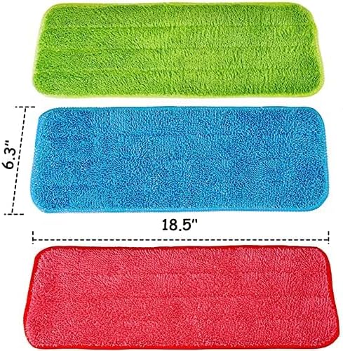 12Pack Microfiber Mop Pads,Reusable and Washable Spray Mop Pads, Colorful | 18.5 x 6.3 Inch, Wet and Dry Household Mop Pad Replacement, Set of 12(Colorful)