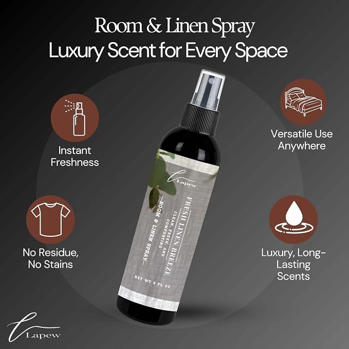 Lapew Room & Linen Spray | Fragrance Mist for Home, Car & Office | Fabric & Air Freshener | Neutralizing Mist | Made in USA | Fresh Linen Breeze