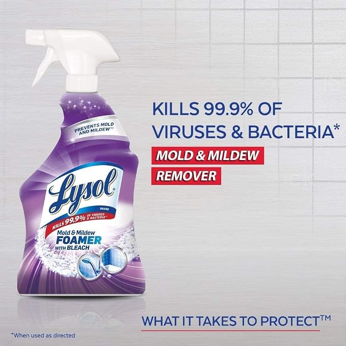 Lysol Mold and Mildew Remover, 2 Pack Bathroom Cleaner Spray, Whitens and Removes Soap Scum and Stains on Tiles, Grout, Bathtubs, Toilets, Sinks, 32 oz. Each