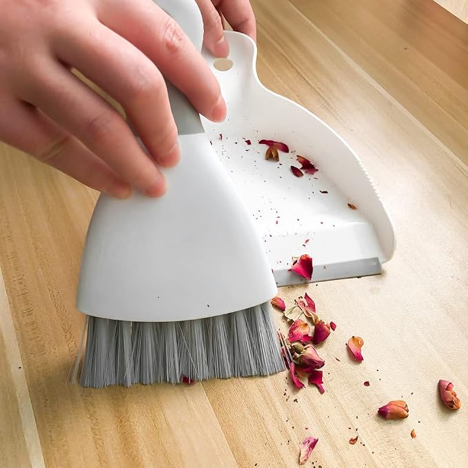 Small Hand Dust Pan and Brush - Small Broom and Dustpan Set, Mini Broom and Dustpan, Compact Dustpans and Brush for Home Cleaning, Sofa, Desk, Guinea Pig Cage, Cat Litter, etc. (Gray 2 Set)