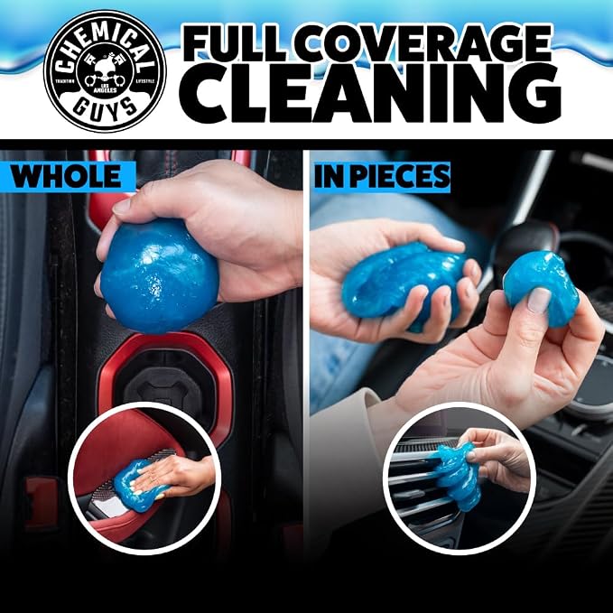 Chemical Guys, Sticky Icky Car Cleaning Gel, Green Apple, 4 Pk | Reusable car interior gel presses into vents, consoles and cup holders to lift dust and crumbs, fresh green apple scent