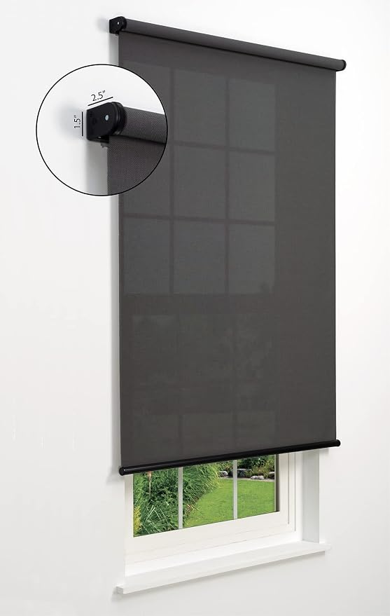 Cordless 5% Solar Screen Standard Roller Shade, Charcoal 69 W x 66 H (Arrives 1/4" Narrower)