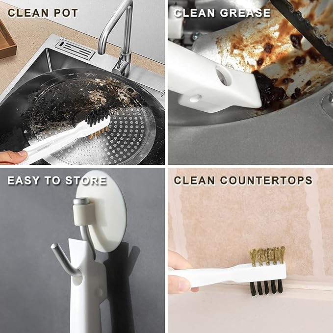 Gas Stove Brass Wire Stiff Bristles Brushes Rust Cleaner for Kitchen Grease Grime Pot Pan