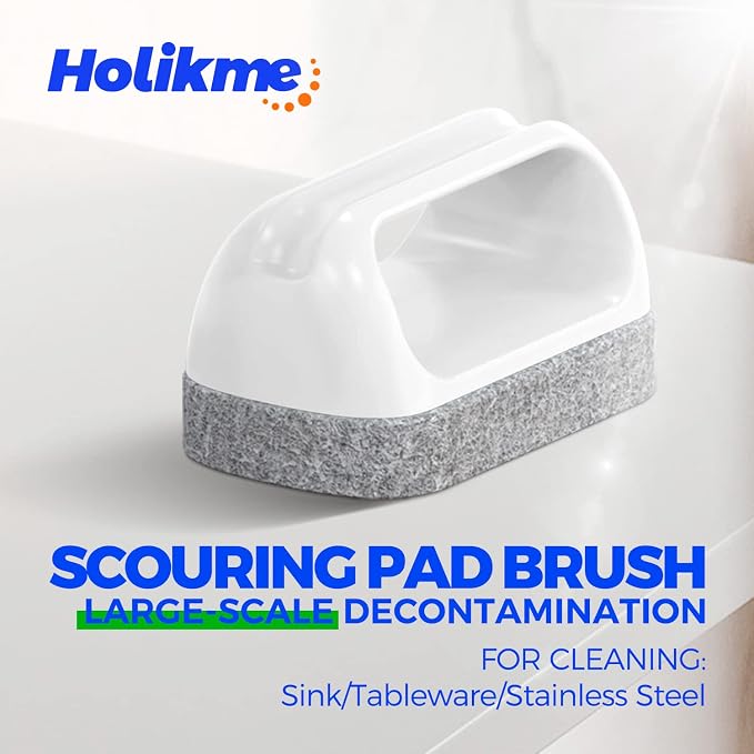 Holikme 7 Pack Cleaning Brush Scrub Brush Kitchen Brush for Floor,Brown | Deep Cleaning Brush Set, Scrub Pads with Scraper Tip for Pool Walls, Bathroom, Grout, Floor, Bike, Tub, Shower