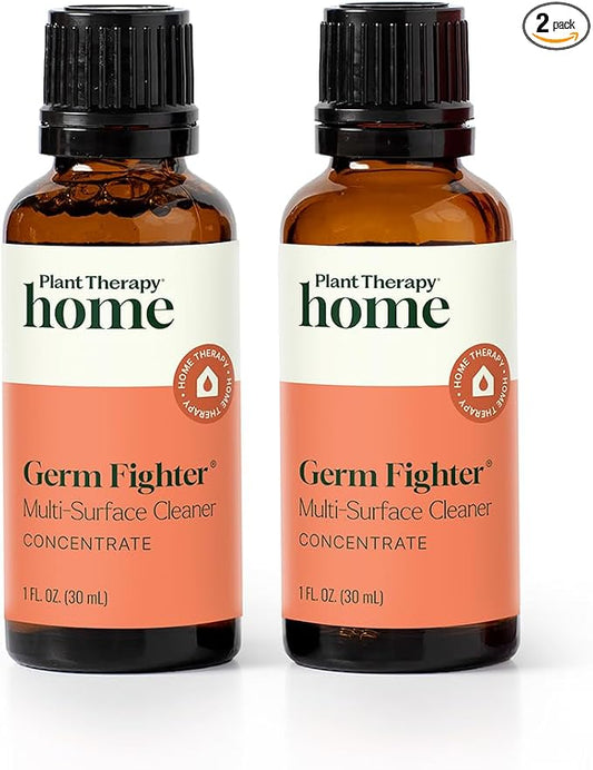 Plant Therapy Home Germ Fighter Blend All Natural Multi-Surface Cleaner Concentrate, Use to Clean Countertops, Stovetops, Tile, Microwave, 30 mL (2-Pack)