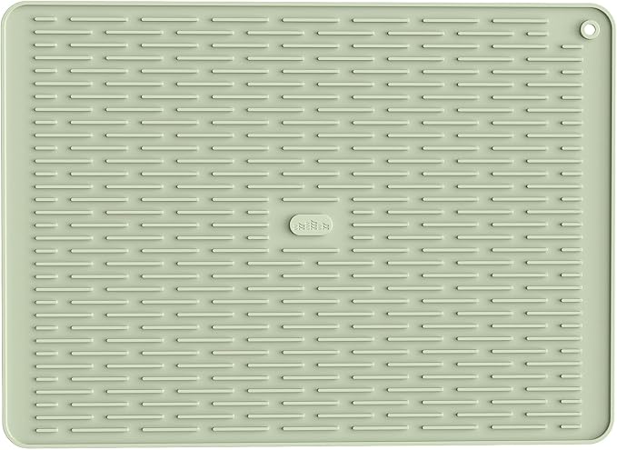 ME.FAN Silicone Dish Drying Mat for Kitchen Counter, Dish Drying Pad for Sink, Refrigerator or Drawer, Countertop Protection Pad XL - 23''×17''- Desert Sage