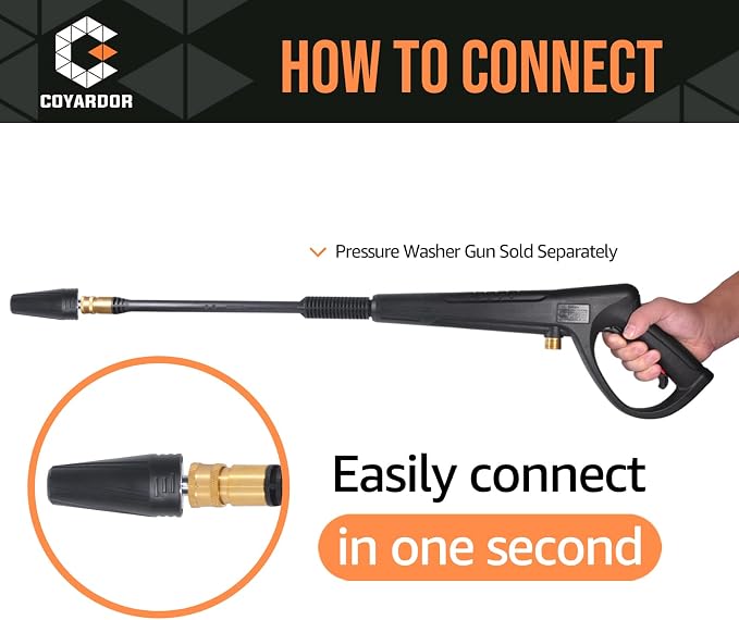Pressure Washer Turbo Nozzle 5 Spray Tips, 3400 PSI 4.0 GPM | 1/4" Quick Connect, 360° Rotating Power Washer Tips, Replacement For Ryobi, Karcher, Greenworks, and More