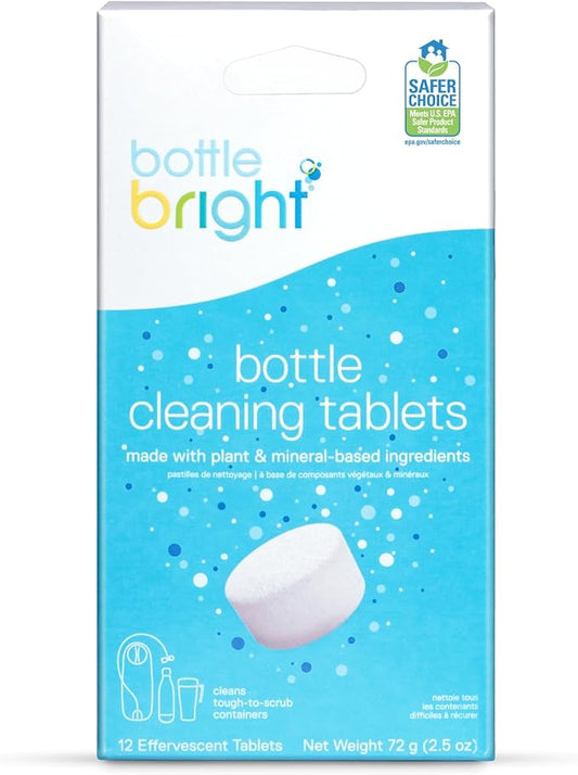 Bottle Bright Cleaning Tablets 12, 36, 78 Count – Water Bottle Cleaner for Stainless Steel, Tumblers, Thermos | Removes Coffee Tea Stains, Eliminates Odors, Easy and Safe Cleaning