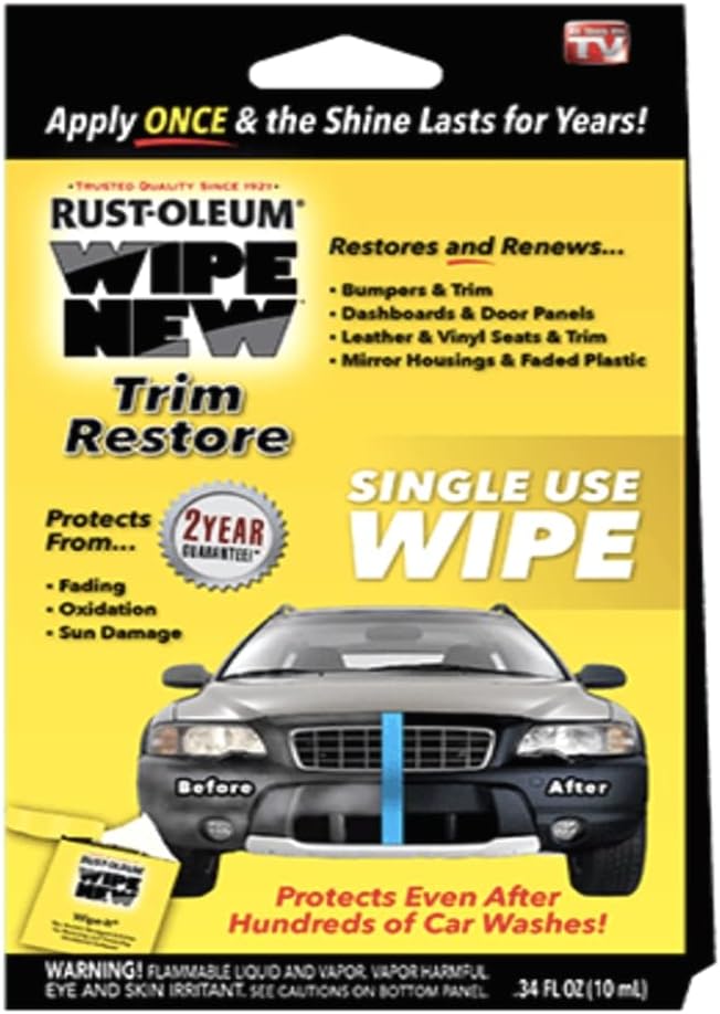 Wipe New Dashboard Bumper Car Interior Exterior and Auto Trim Restorer- Pack of 2