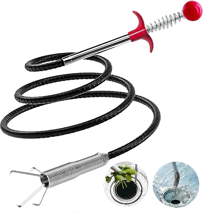 Upgraded Drain Snake, 76 inch Hair Drain Clog Remover Tool ， Sink Snake Drain Clog Remover for Sewer Kitchen Bathroom