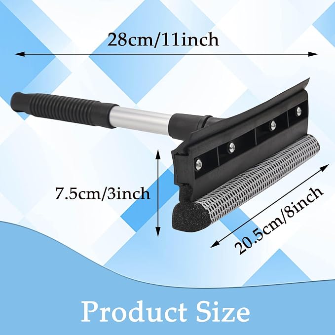 2 Pack Squeegee for Car Window Cleaning and Windshield Washing Standard Window Squeegee Cleaner Tool Windshield Cleaning Squeegee with Scrubber for Multiple Applications