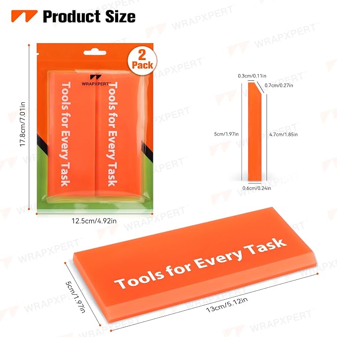 WRAPXPERT Rubber Squeegee 2 Pack, Window Tint Squeegee 5.1x 2 inch, Professional Tint Tool with 85A PU Blade for Front Windows Rear Glass, Auto Car Glass Film Installation