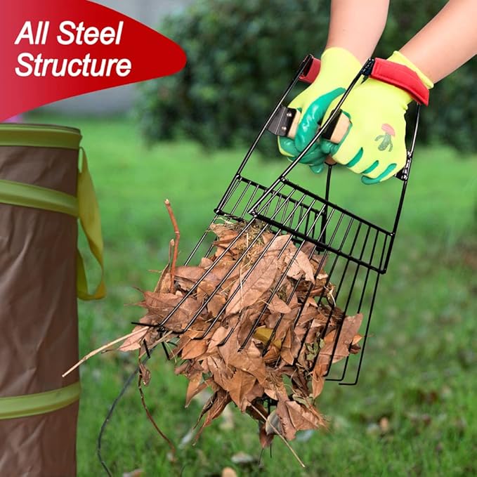 Colwelt Steel Leaf Scoops and Claws, Rugged Leaf Scoop for Lawn and Garden Cleanup, Large Sized Leaf Grabber for Larger Pickup Capabilities(Steel, not Plastic)