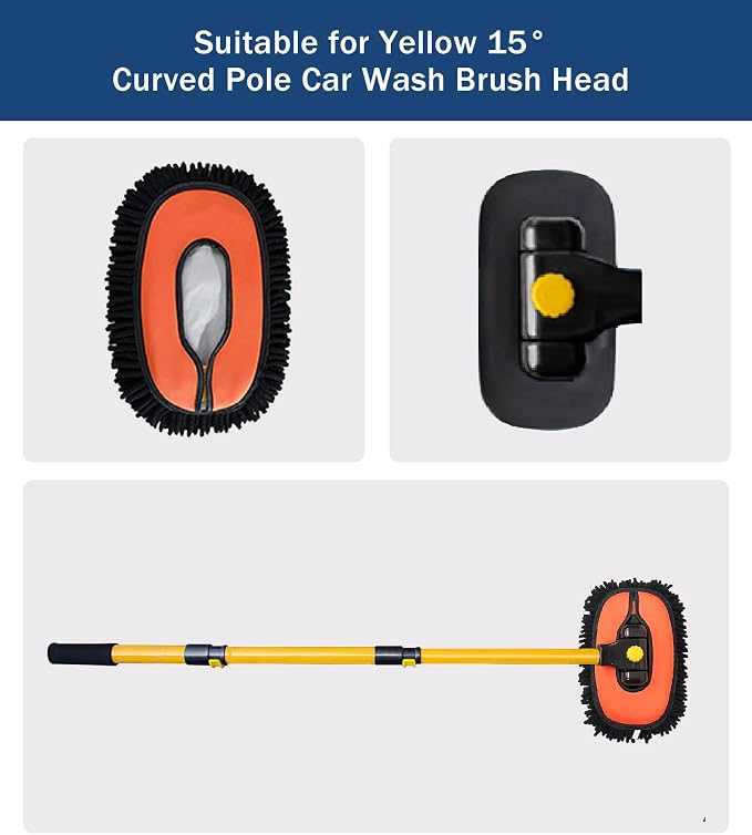 YeewayVeh Car Wash Brush Replacement Cover, Microfiber Mop, Orange | Compatible with 55" Long Handle Car Wash Mop, Universal Size, Detachable & Machine Washable