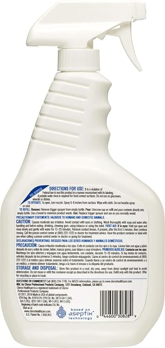 Clorox Healthcare Hydrogen Peroxide Cleaner Disinfectant, Bleach Free, 32 Fluid Ounces (Package May Vary)