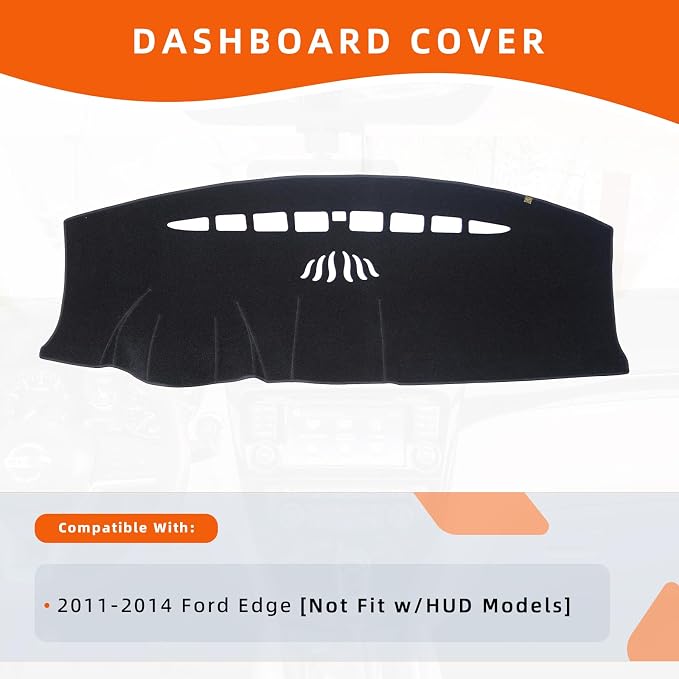 Dashboard Cover Dash Mat Fit for Fo-rd Edge 2014-2011 (for Left Hand Drive),Car Dash Board Mat Anti-Glare Carpet,Non-Slip Pad Sunshield Protector (Black)