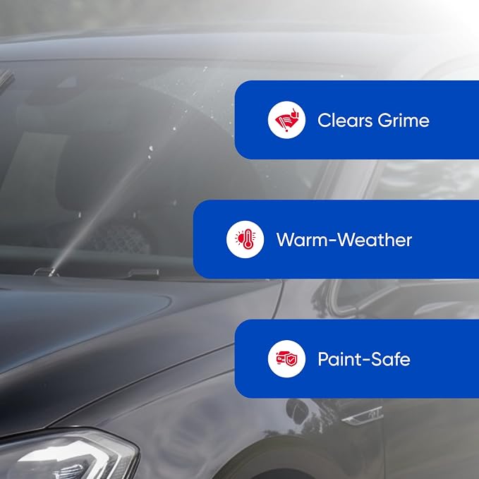ABRO Windshield Washer Fluid Ready to Use Formula - 1 Gallon, Pre-Mixed, Streak-Free Cleanliness, 2-In-1 Removes Bugs & Tar