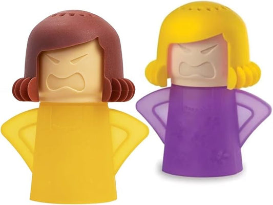 Angry Mama Microwave Oven Stem Cleaner 2 Pcs Mom Steam Cleaner Just Add Vinegar and Water Vapor Fog Steamer Cleaning Equipment Easily Cleans the Crud in Minutes for Kitchen or Office(Yellow&Purple)