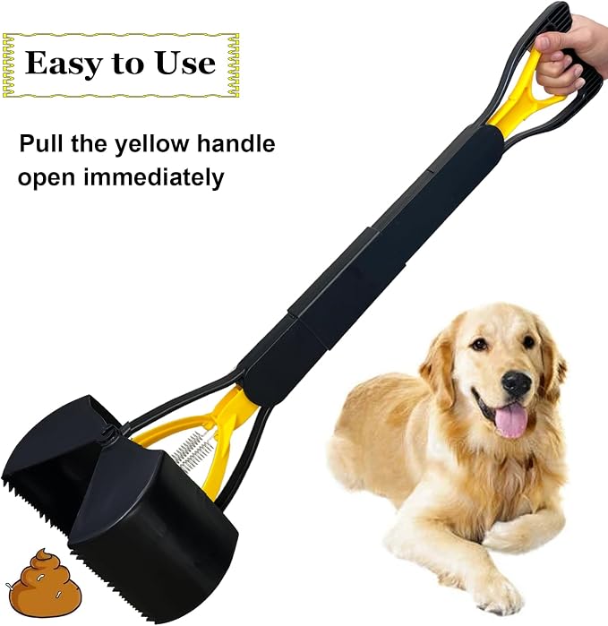 ienjoyed Dog Pooper Scooper for Large Medium & Small Dogs Heavy Duty,Long Handled Dog Poop Scooper for Grass,Durable Dog Poop Pick Up Tool (Yellow)