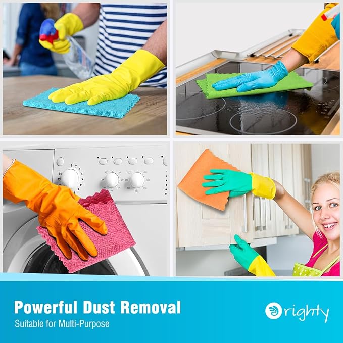 Orighty Microfiber Cleaning Cloths,150 Pack Microfiber Towels Bulk, Ultra-Soft & Absorbent Cleaning Rags, Reusable Lint Free Cloths for Car Care, House, Kitchen, 12x12 Inch