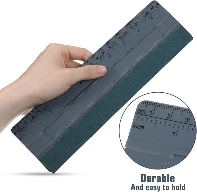 Wallpaper Smoothing Tool, Professional Vinyl Squeegee with Ruler | Felt Squeegee for Vinyl Decals Sticker Paper Wallpaper Window Film Tools (Gray, 10inch)