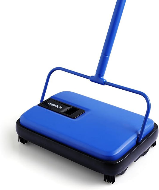 Eyliden Carpet Sweeper, Mini Size, Manual Sweeping, Blue | Lightweight, Hand Push - No Noise, Non-Electric, Easy Clener, Only for Carpet and Rug Cleaning