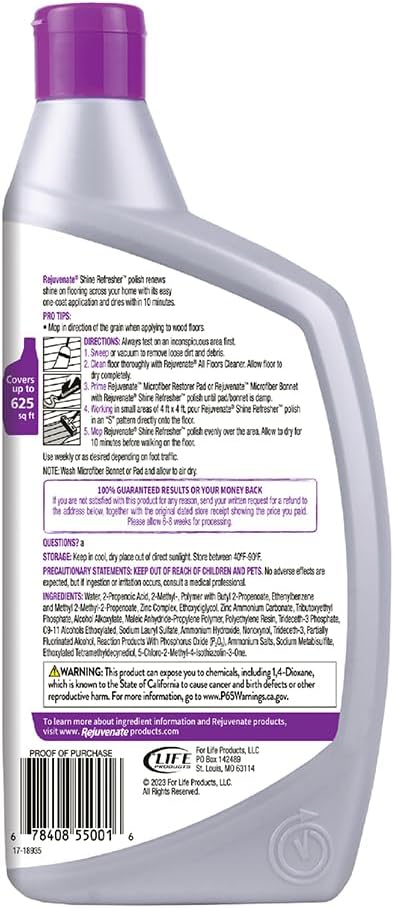 Rejuvenate Shine Refresher Floor Polish Renews Shine On Newer And Recently Restores Floors Including Sealed Hardwood,Laminate,Vinyl And Tile,32 Ounces,(Pack of 2)