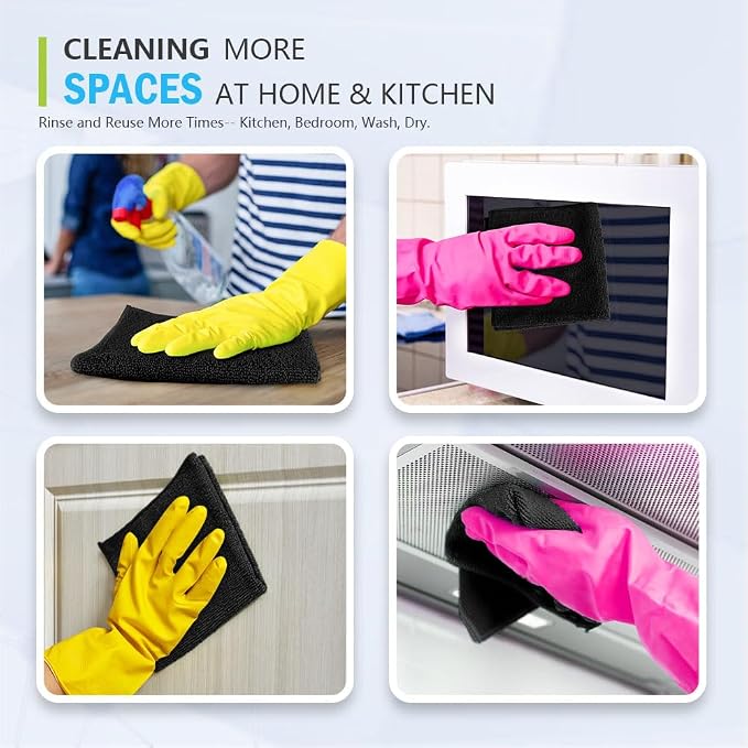 AIDEA Black Microfiber Cleaning Cloth-100PK, Reusable Cleaning Rags 12"x16" | Microfiber Towels for Cars Lint Free, Absorbent Microfiber Towels, Kitchen Towels, Dish Rags, Bulk Cleaning Towels for Home