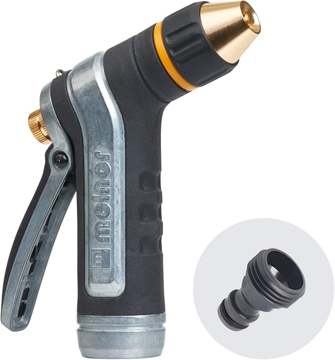 Melnor 65019-AMZ XT Metal Nozzle with QuickConnect Product Adapter Set, Adjustable Tip, Heavyweight Rear Trigger