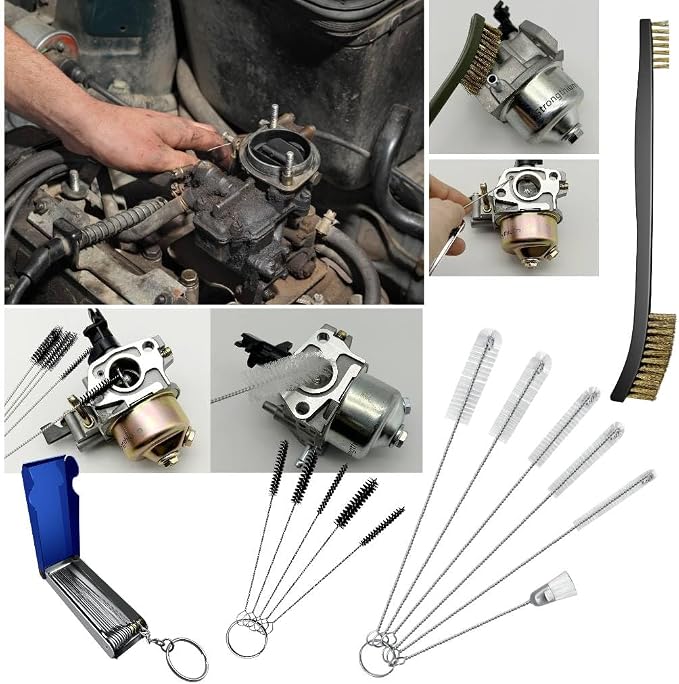 Strongthium Carburetor Cleaning Kit Carb Brushes Tools Needle Set for Welder Chainsaw Cutting Torch Tips Firing Stove Burner Holes Spray Guns Cleaners