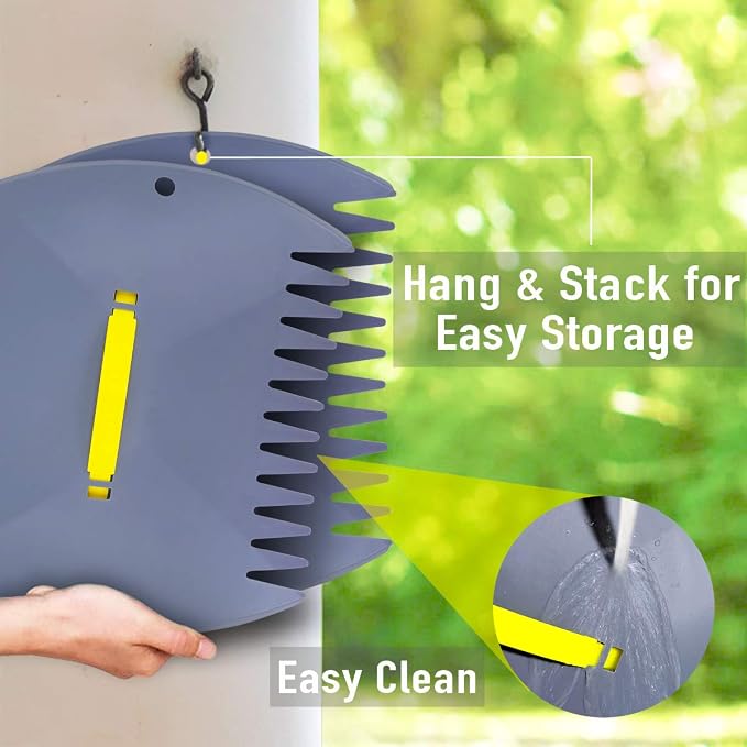 Jardineer Leaf Scoops Hand Rake, Lightweight Leaf Grabber,Grey Leaf Collector, Leaf Picker Upper for Leaves, Grass, Lawn Clippings, Twigs or Debris (2 Pack)