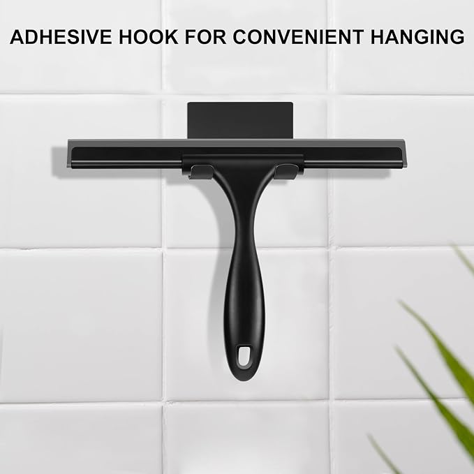 SetSail Squeegee for Shower Glass Door, 10 Inches, Black | Stainless Steel Shower Squeegee for Glass Doors, All-Purpose Window Squeegee for Shower Mirror Bathroom Car Window Cleaning