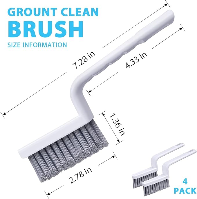 Lumkew Grout Brush Cleaning,Hard Bristle Grout Cleaner for Tile Floors,Bathroom Cleaning Brushes for Scrub Shower Tile Grout, Black, 4 Pieces