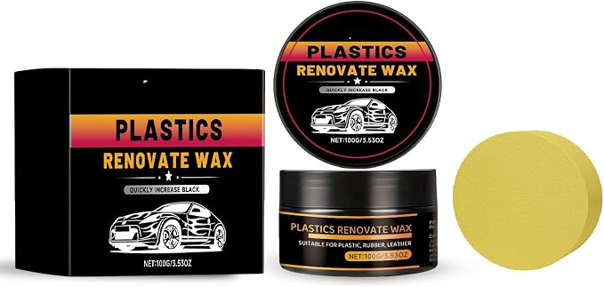 Advanced Plastic Restorer Paste for Cars - 3.5oz Scratch Repair & Cleaner, Long-Lasting Ceramic Coating for Interior & Exterior Trim, Dashboard, Bumpers - Revives Faded Black Plastic, Non-Greasy
