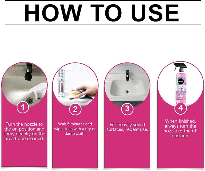Gefanly Bathroom Cleaner, 20 Fl Oz Powerful Pink Bathroom Cleaner Spray, Bathrooms Descaler Foam Cleaners for Sink Tub Floor Tile (2pcs)