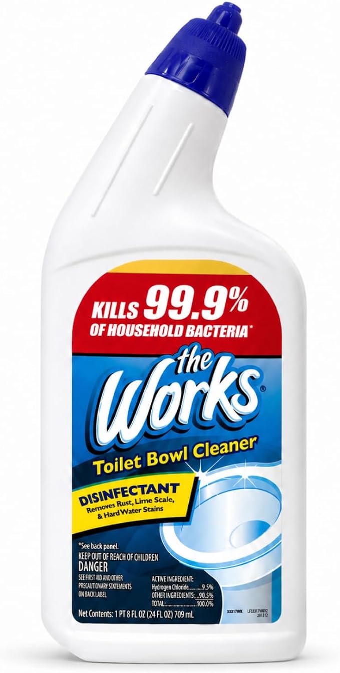 The Works Toilet Bowl Cleaner Disinfectant Removes Rust Lime Scale and Hard Water Stains Kills 99.9% of Household Bacteria 24 fl oz (Pack of 6)