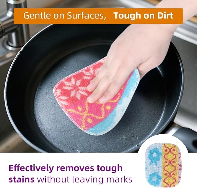 Amarelle Scrub,Eco-Friendly Reusable Dish Scrubbers for Washing Dishes,Soft Safe and Non-Scratch Scrubber, Durable Scouring Pad for Kitchen and Household Cleaning (Royal Bazaar, 5-Pack)