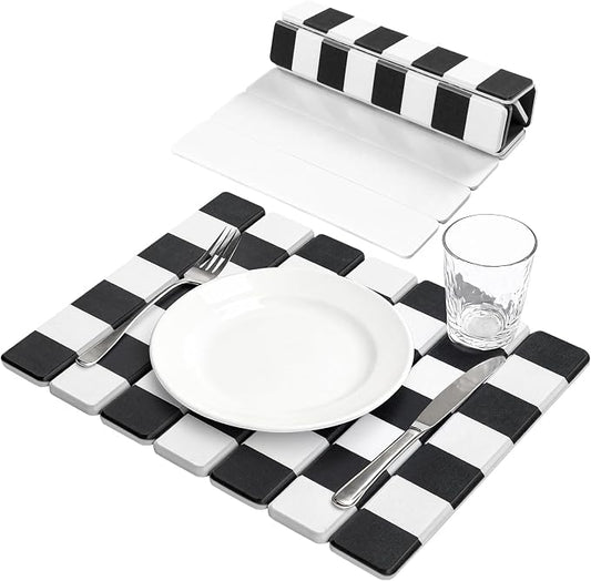 Yamaziot Stone Drying Mat for Kitchen Counter, 16"x12" Small Foldable Ultra Absorbent Stone Drying Mat, Quick-Dry Diatomaceous Earth Mat, Non-Slip Heat Resistant Mat for Dishes, Cups, Bottles, Black
