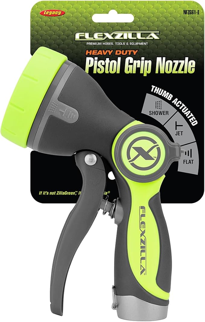 Flexzilla Garden Hose Nozzle - Heavy Duty Pistol Grip, NFZG61, ZillaGreen™ (Pack of 3)