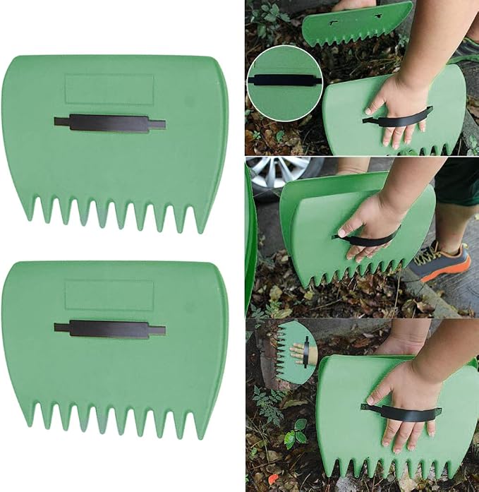 2pcs Leaf Scoops Hand Rakes, Large Leaf Grabber with Leaf Claws Durable Ergonomic Leaf Scoops Garden Tool for Easy Picking up Leaves, Grass Clippings and Lawn Debris